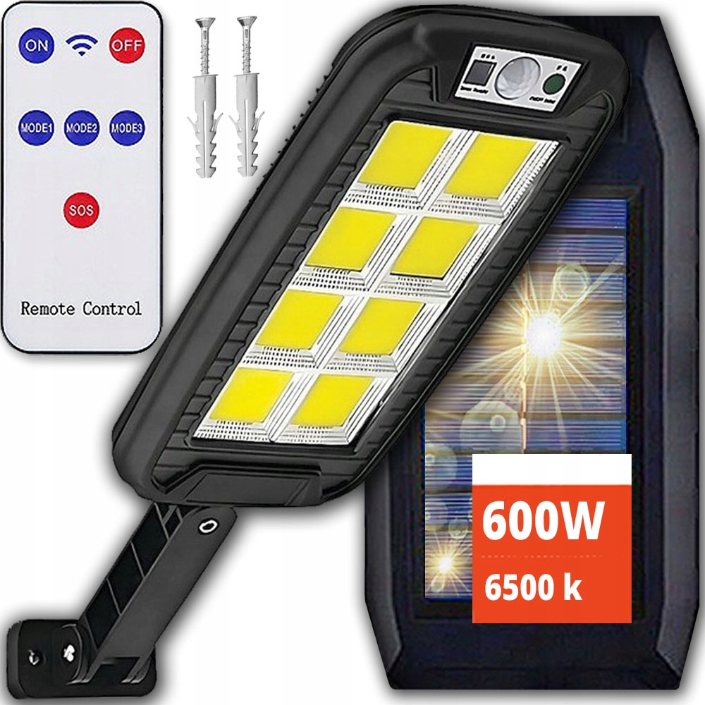 Pouličné LED svietidlo 600 W 6100 lm na solárne napájanie